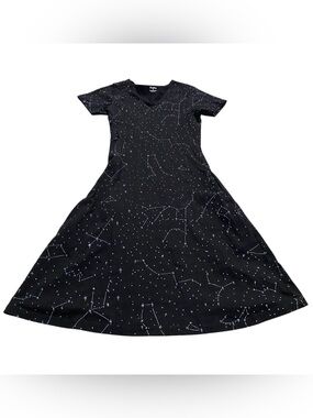SVAHA black constellation galaxy space print organic cotton T-shirt midi dress S